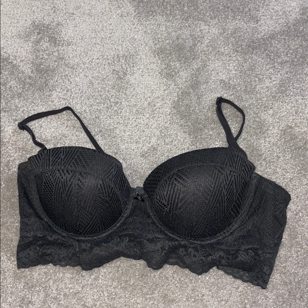 Aerie Grey Lace Push-Up Bra